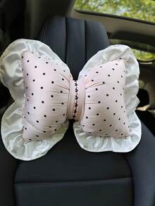 Zazumi 1pc Cute Bow Car Headrest Neck Guard, Car-Specific Backrest, Waist Support For Seat Back, Suitable For Car Seat Neck Guard