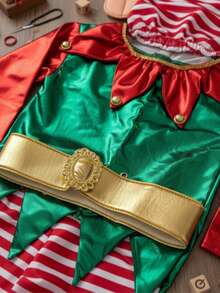 Disfraz Duende Navidad Niños Niñas Infantil Elfa Elfo Duendecilla Ayudante Santa Claus Pastorela - verde - Ver 4
