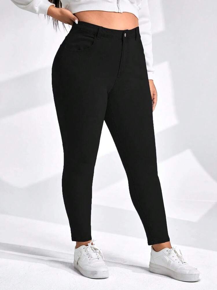 IDYLLIC Jeans curvy pantalones curvy mezclilla ropa vaquera de mujer mezclilla mujer pantalon de mujer pantalones de mezclilla - Negro - Añade 1