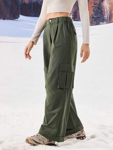 OutZeal 女士防水工装户外裤 露营徒步 - 墨綠色 - 查看 7