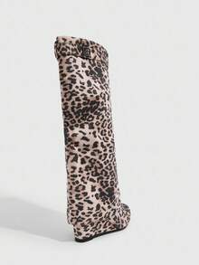 Daringsoles 女士时尚折叠厚底及膝鲨鱼扣性感户外高跟靴 - 黑色 - 查看 8