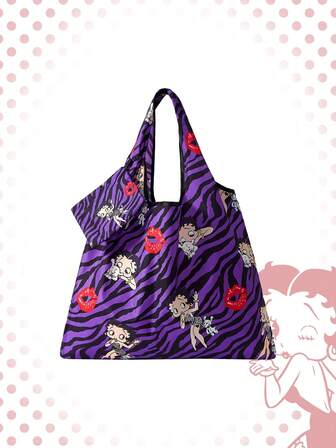 Betty Boop | ROMWE Große faltbare Einkaufstasche mit Münzbeutel, tragbare Einkaufstasche