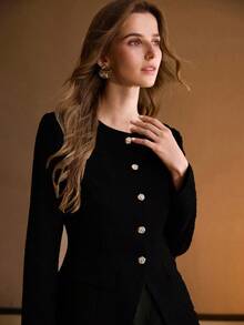MOTF PREMIUM WOMEN'S ELEGANT SINGLE-BREASTED JACKET - Black - View 4
