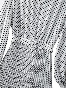 GlowEve CURVE 大码秋季休闲优雅收腰复古波点长袖连衣裙 - 黑與白 - 查看 7