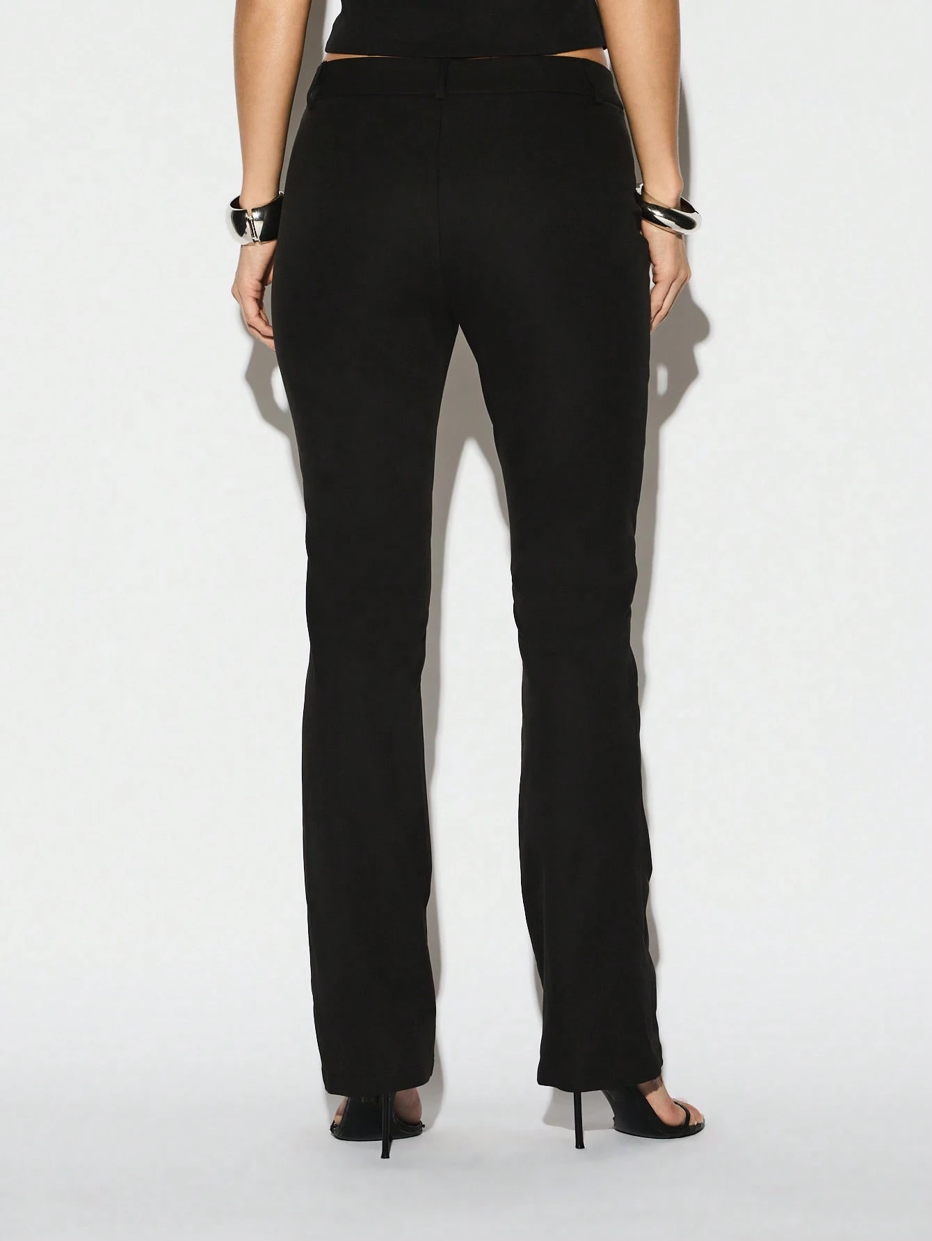 KIZN Ribbed Fitted Wide Leg Trouser With Buttons