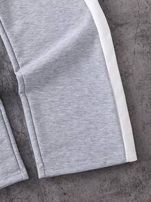 SHEIN Coolqubz 1pc Teens' Casual Straight-Leg Sweatpants, Versatile For Daily Commute And Outdoor Wear, Spring/Autumn,Unisex - Light Grey - View 5