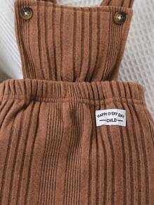 SHEIN 2pcs Baby Boy Textured Fleece Stand Collar Long Sleeve Top And Bib Overalls Set New Born Fall Baby Outfit Newborn Baby Boy Brown Baby Boy Outfit Mocha Baby Clothes Baby Knit Jumpsuit Brown Baby Boy Jumpsuit