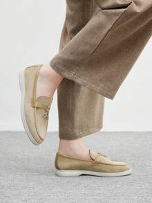 CUCCOO BIZCHIC Women's Faux Suede Comfortable Slip-On Loafers, Apricot Color, Flat Casual Shoes Suitable For Commuting, Outdoor Walking, Work, Daily Wear For Christmas - Apricot - View 8