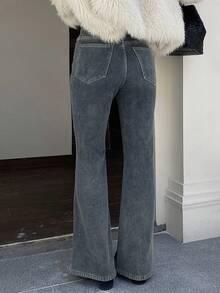 DAZY 女士喇叭形保暖内衬牛仔裤，秋冬季 Y2K 款式 - 藍色 - 查看 7