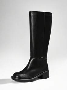 SHUZIA Women Everyday Casual Minimalist Lug-Sole Knee-High Boots For Christmas - Black - View 7