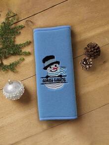 1pc Christmas Super Soft Embroidered Snowman Hand Towel, Suitable For Kitchen, Bathroom Decor And Gifts - Multicolor - View 4