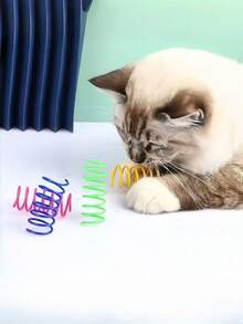 4/8/12/16/20/24/28/32/40PCS Colorful Spring Cat Toys For Indoor Play - Interactive Creative Cat Toy To Kill Time And Keep Fit, Sturdy Heavy Plastic Spring Swat Bite Hunt Kitten Toys For Fun Exercise - Multicolor - View 8