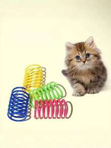 4/8/12/16/20/24/28/32/40PCS Colorful Spring Cat Toys For Indoor Play - Interactive Creative Cat Toy To Kill Time And Keep Fit, Sturdy Heavy Plastic Spring Swat Bite Hunt Kitten Toys For Fun Exercise - Multicolor - View 11