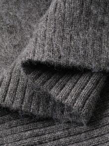 Dazy-Less 女士休闲V领宽松纯色套头毛衣，适合日常穿着，秋冬季百搭 - 灰色 - 查看 8