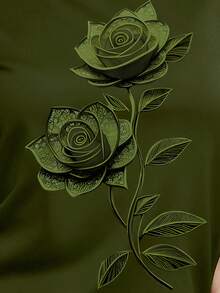 Rovax Áo thun nữ tay ngắn cổ tròn in hoa thời trang màu xanh lá cây - xanh quân đội - Xem 6