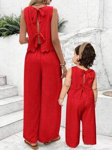 Travachic KIDS Babygirl Summer Cute Ruffle Sleeveless Top And Pants Set - Red - View 6