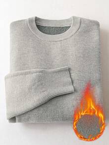 Franclia 女士修身圆领保暖长袖毛衣 - 淺灰色 - 查看 4