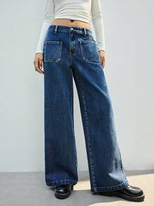 Maija Jeans casual da donna a gamba dritta, lavati, adatti per pendolarismo, lavoro, abbigliamento casual, eleganti per l'estate, San Valentino, feste, vacanze - Blu lavato medio - Visualizzare 6