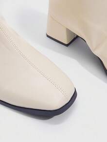 Daringsoles Women's Fashion Versatile Simple Chunky Heel Mid-Calf Boots For Christmas