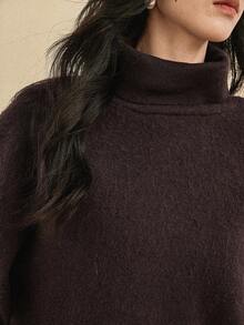 Dazy-Less Bộ đồ nữ thường ngày đơn giản, màu trơn, cổ bẻ, tay cánh dơi gồm áo cardigan và chân váy len, thích hợp cho việc đi làm, mùa thu/đông, phong cách công sở thường ngày. - màu nâu - Xem 8