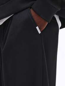 SUMWON 阔腿修身褶裥长裤 宽松版型 抽绳休闲裤 商务办公 职业装 舒适休闲 正式男装 - 黑色 - 查看 8