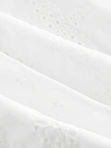 SHEIN MOD Women's Embroidery Puff Sleeve Tie Front Dress