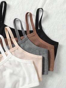 SHEIN 5pcs/Set Soft & Skin-Friendly Tween Girls' Tank Tops & Camis, Underwear For Children & Students During Development - Multicolor - View 4