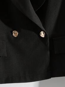 Modelyn 女式简约通勤中式立领西装外套和西装套装，秋季 - 黑色 - 查看 3