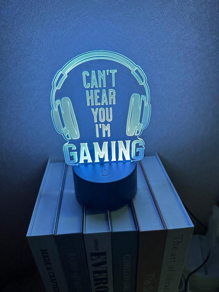 1pc Night Light(Can't Hear You I'm Gaming), 7 Color Variations, Game Player Gift Game Decoration Room Birthday Christmas Party Supplies - 1pc - View 7