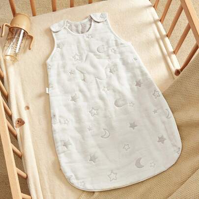 Cozy Pixies 1件装优质Oeko-Tex认证婴儿提花透气睡袋，星月图案