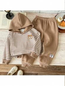 男童条纹针织连帽衫和裤子两件套 - 彩色 - 查看 5