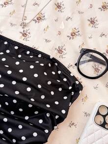 Teen Girls Y2K Casual Minimalist Black & White Polka Dot Print Ruched Tie Front Camisole Tops Teen Girl Clothes Tube Top,Summer,Y2k,Vacation,Streetwear,Holiday,New Years Tube Top Pack Black And White Tops For Teen Girls Not Cropped