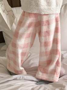 DAZY 女童蝴蝶结提花长袖上衣和格子裤睡衣套装 - 粉色 - 查看 3