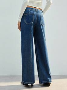 Maija Jeans casual da donna a gamba dritta, lavati, adatti per pendolarismo, lavoro, abbigliamento casual, eleganti per l'estate, San Valentino, feste, vacanze - Blu lavato medio - Visualizzare 3