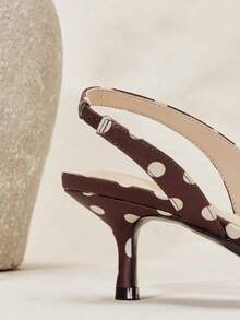 SHUZIA Women's Minimalist Polka Dot Print Sling-Back Stiletto Heel Sandals For Christmas - Brown - View 7