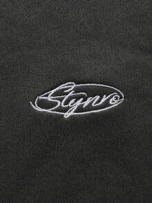 STYNVO Men's Letter Embroidery Contrast Color Round Neck Loose Casual Sweatshirt, Crew Neck Long Sleeve Sweatshirts - Grey - View 5