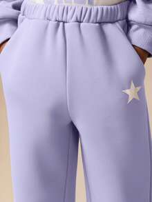 Bộ đồ thể thao SUMWON cỡ lớn in hình biểu tượng tương lai gồm áo hoodie và quần ống rộng, thích hợp cho trẻ em mặc thường ngày hoặc đi nghỉ mát. - Nhiều màu - Xem 6