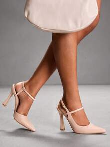 CUCCOO SZL Giày cao gót mũi nhọn thanh lịch thời trang dành cho nữ, phù hợp khi đi làm và dự tiệc - Màu be - Xem 2