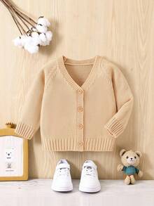 Chaquetas de punto de cuello en V para niños pequeños, de moda, versátiles, de ajuste regular, de manga larga, suaves y cómodos, aptos para primavera/otoño, uso diario, salidas, viajes, vacaciones, hogar, guardería, juegos de niños