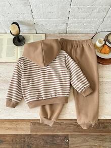 男童条纹针织连帽衫和裤子两件套 - 彩色 - 查看 2
