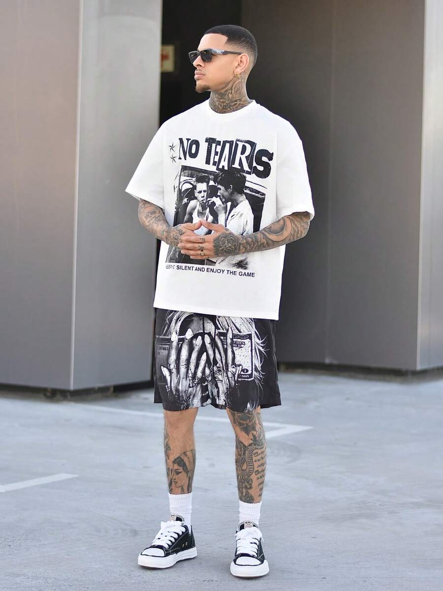 Devon Thys Quần short nam thời trang, nhẹ, phong cách Mỹ, có họa tiết tờ đô la ở mặt trước và mặt sau, đa năng cho mùa hè - màu đen - Xem 1