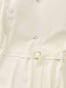 Franclia Women's Elegant Round Neck Sleeveless Rhinestone Embellished Summer Dress - Apricot - View 4