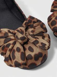 ROMWE Kawaii Women's Leopard Print Bow Buckle Design Casual Loafers For Christmas - Multicolor - View 5