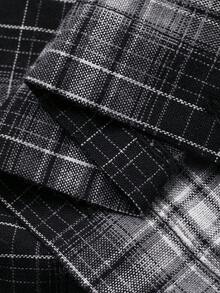 FRIFUL 女士格子长袖纽扣衬衫和褶裥吊带背心休闲两件套