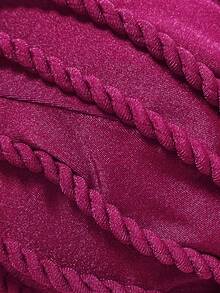 Swim Vcay Bộ 2 chiếc/Bộ đồ bơi gợi cảm dây thừng trang trí màu trơn áo bikini bandeau và quần cắt cao, xuân/hè - Màu Đỏ Sâu - Xem 6