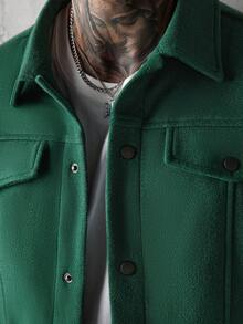 SLATEMANN Men's Casual Minimalist Solid Color Jacket, Autumn/Winter - Dark Green - View 6