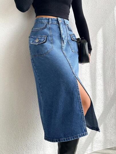 ZYANYA Faldas de mezclilla dama falda de mezclilla mujer falda cargo falda mezclilla para mujer falda mezclilla