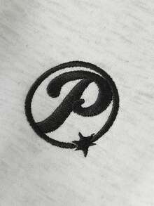 PAVTROS 男士字母刺绣连帽拉链长袖卫衣，灰色 - 灰色 - 查看 2