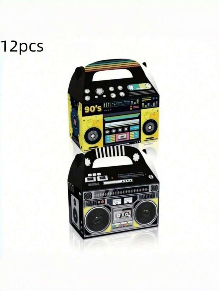 2/6/12 Stücke 80er 90er Jahre Retro Radio Design Party Geschenkbox Boombox Hip Hop Thema Geschenkbox Geschenktüten Box Aufbewahrung für Geburtstag, Hochzeit, Sommer Urlaub, Einschulung, Raumdekoration - Verschiedenfarbig - Übersicht 11