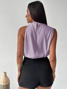 Firerie 女士优雅时尚新款通勤办公日常度假音乐节不对称褶皱杏色衬衫，春夏款 - 紫羅蘭色 - 查看 9